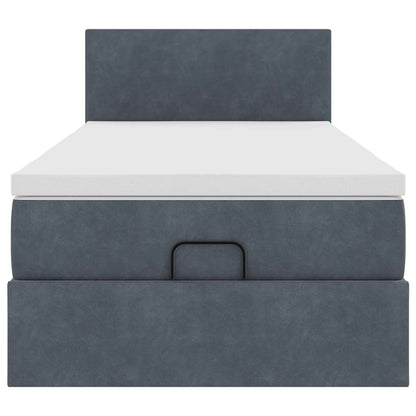 Ottoman-Bett mit Matratze & LEDs Dunkelgrau 80x200 cm Samt