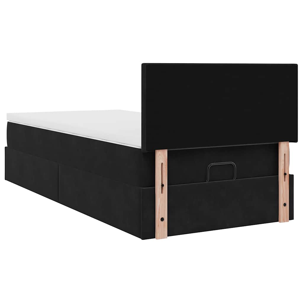 Ottomane Bett mit Matratze & LEDs Schwarz 80x200 cm Samt