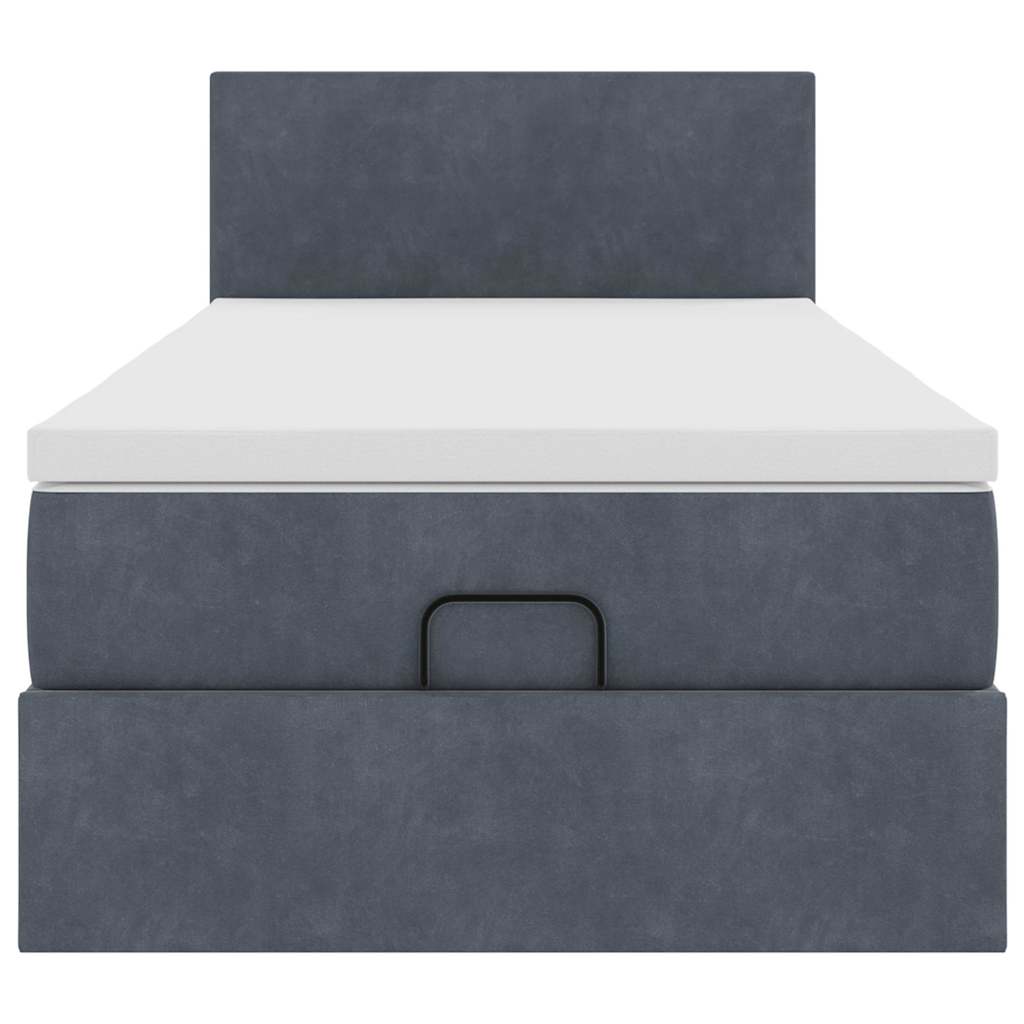 Ottoman-Bett mit Matratze & LEDs Dunkelgrau 90x190 cm Samt
