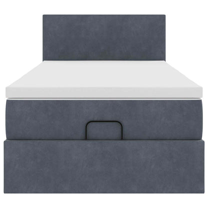 Ottoman-Bett mit Matratze & LEDs Dunkelgrau 90x190 cm Samt