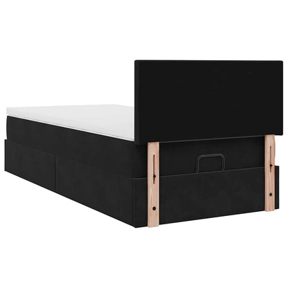 Ottoman-Bett mit Matratze & LEDs Schwarz 90x190 cm Samt