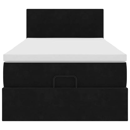 Ottoman-Bett mit Matratze & LEDs Schwarz 90x190 cm Samt