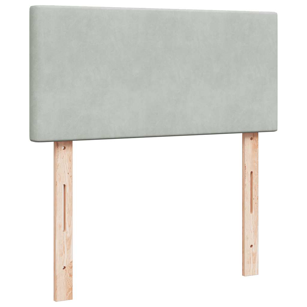 Lit ottoman avec matelas et LED gris clair 90x200 cm velours