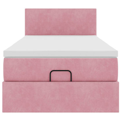 Ottoman-Bett mit Matratze & LEDs Rosa 90x200 cm Samt