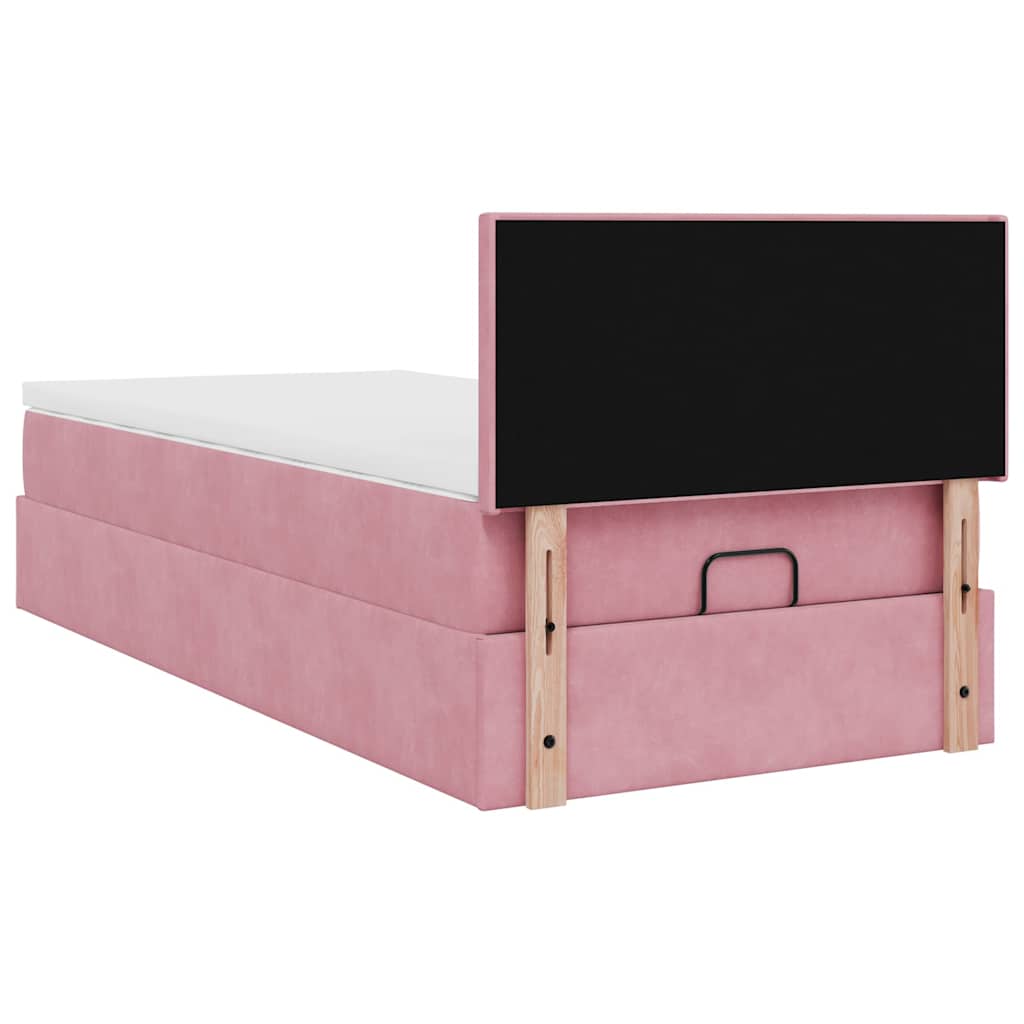 Ottoman-Bett mit Matratze & LEDs Rosa 90x200 cm Samt
