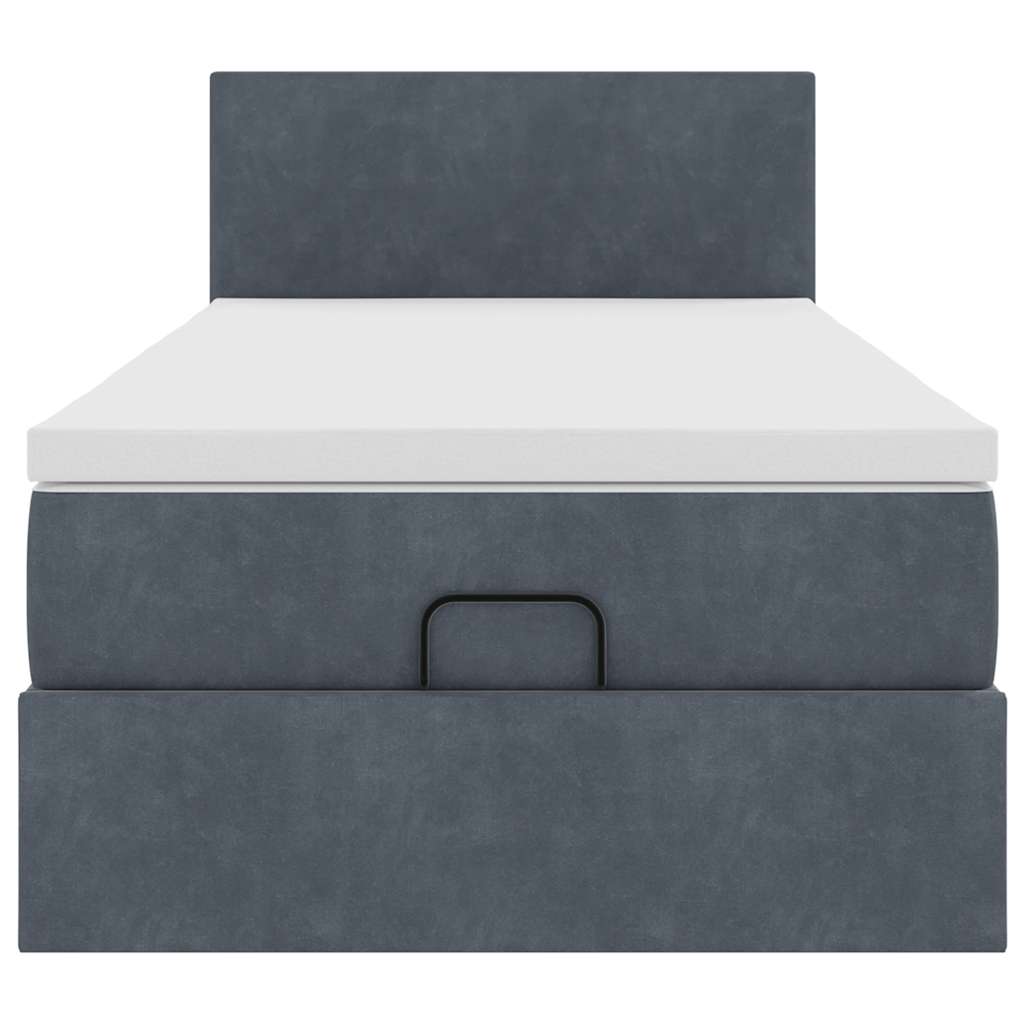 Ottoman-Bett mit Matratze & LEDs Dunkelgrau 100x200 cm Samt