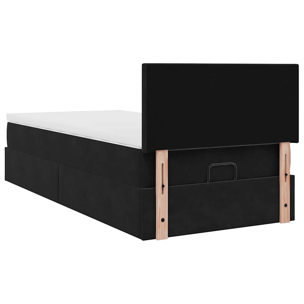 Ottoman-Bett mit Matratze & LEDs Schwarz 100x200 cm Samt