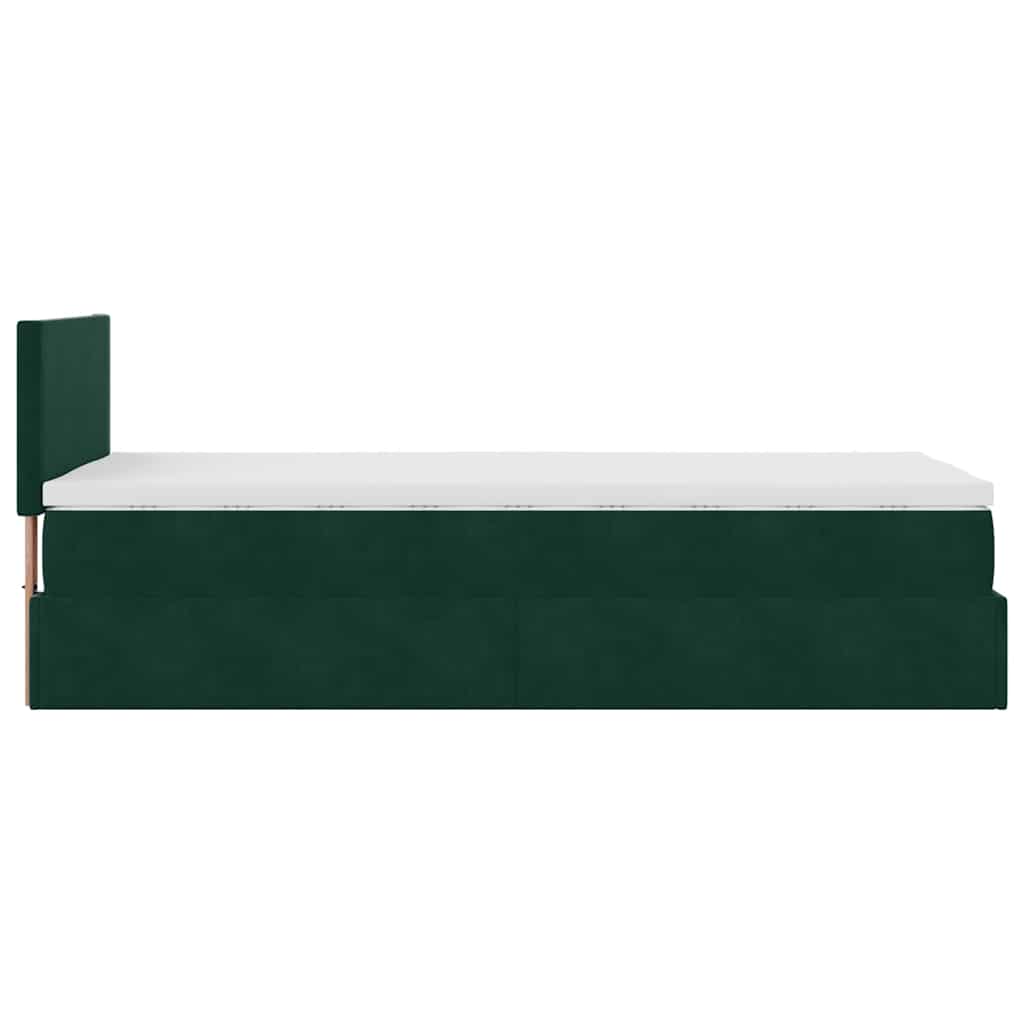 Ottoman-Bett mit Matratze & LEDs Dunkelgrün 100x200 cm Samt