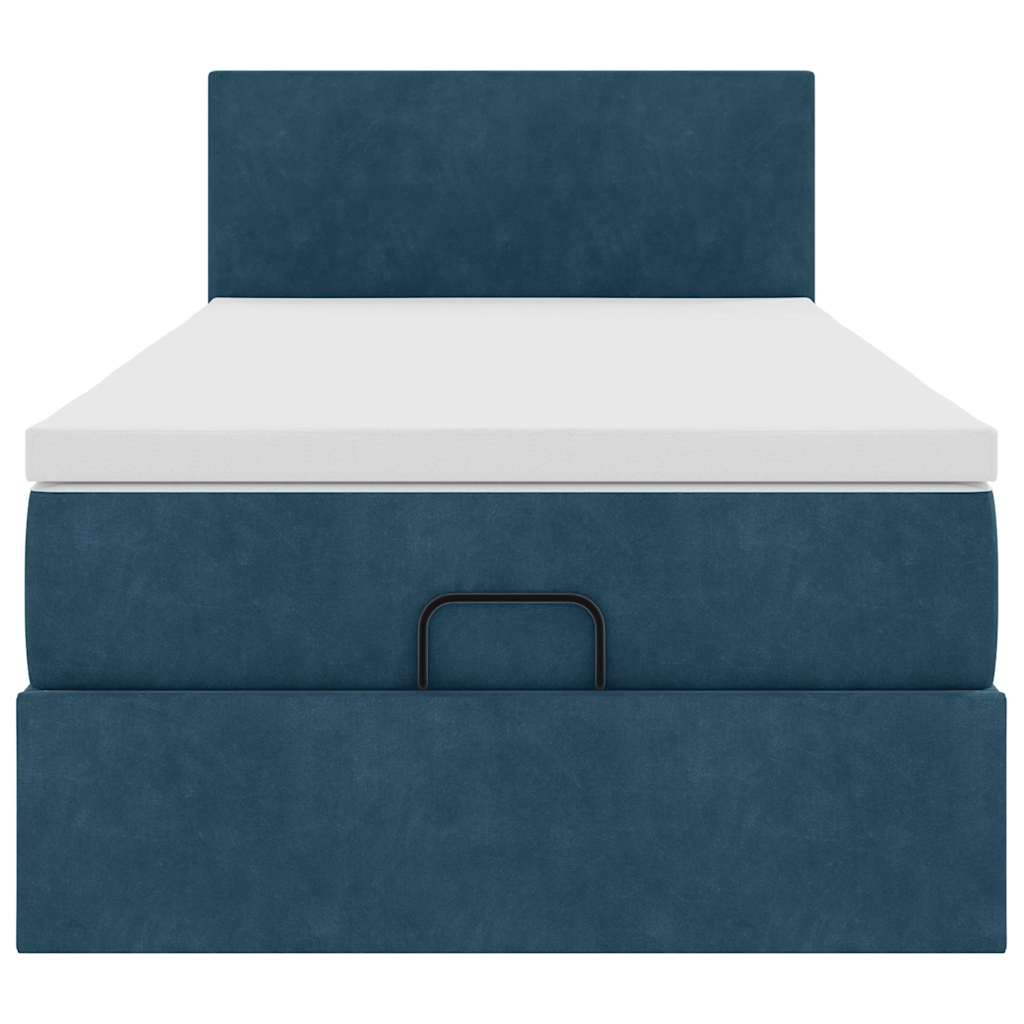 Ottoman-Bett mit Matratze & LEDs Dunkelblau 100x200 cm Samt