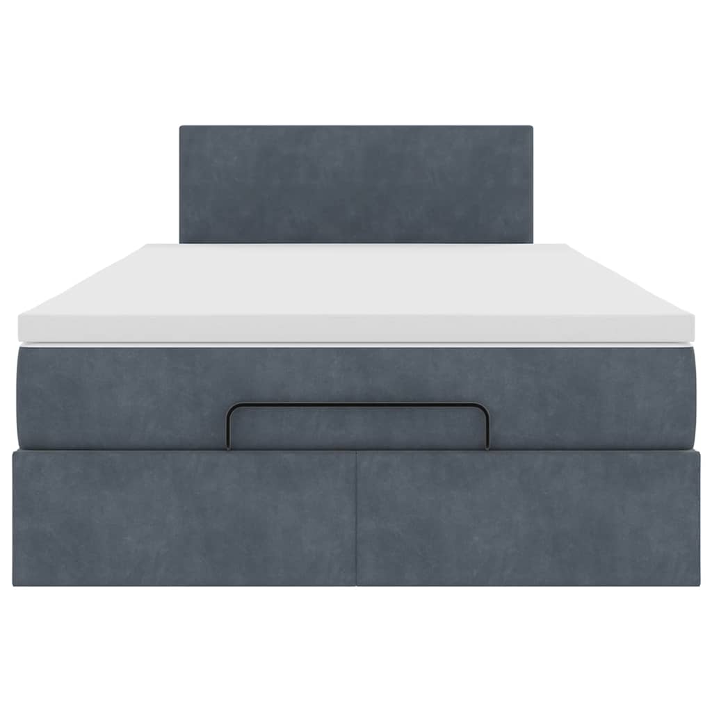 Ottomane Bett mit Matratze & LEDs Dunkelgrau 120x190 cm Samt