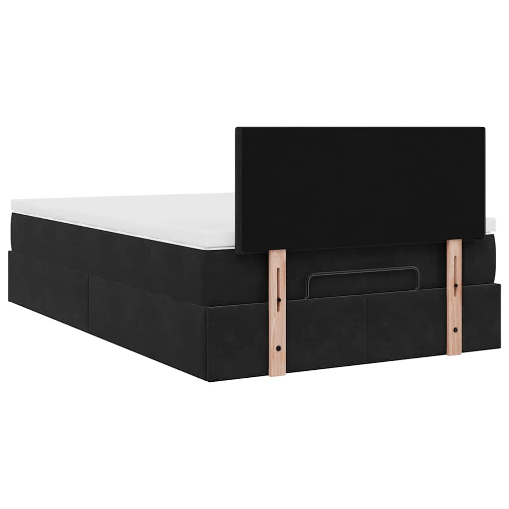 Ottomane Bett mit Matratze & LEDs Schwarz 120x190 cm Samt