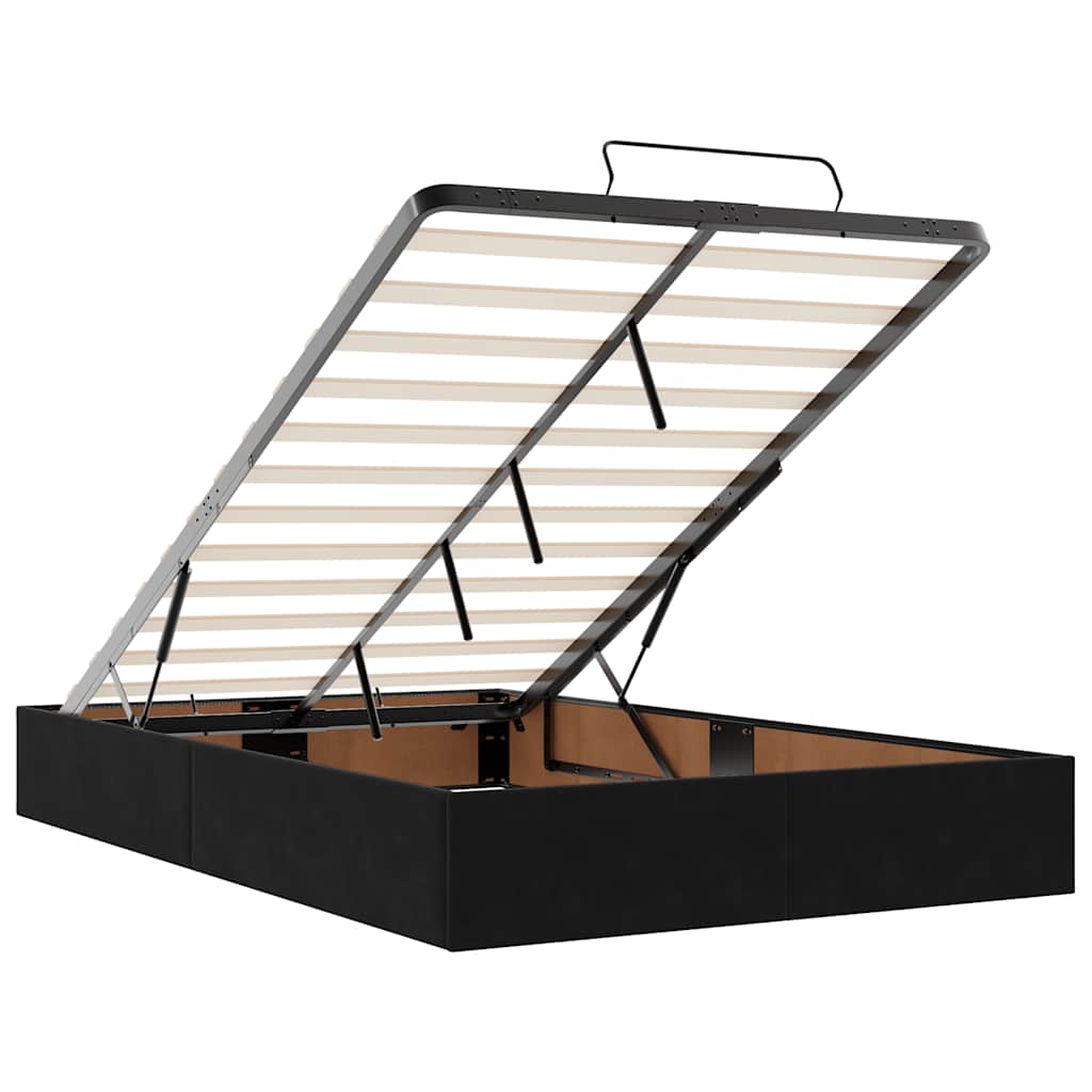 Ottomane Bett mit Matratze & LEDs Schwarz 120x190 cm Samt