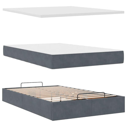 Ottoman-Bett mit Matratze & LEDs Dunkelgrau 120x200 cm Samt