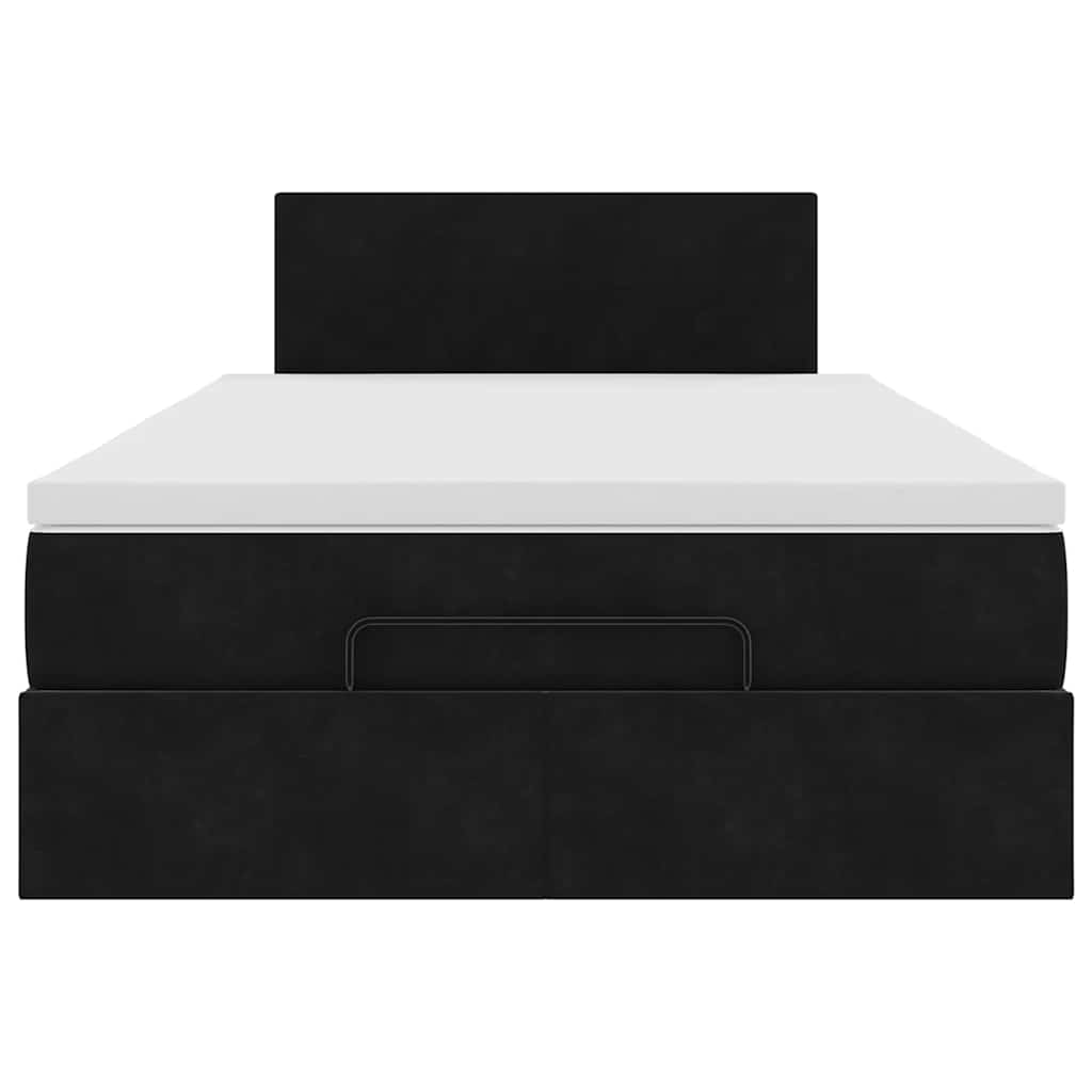 Ottoman-Bett mit Matratze & LEDs Schwarz 120x200 cm Samt