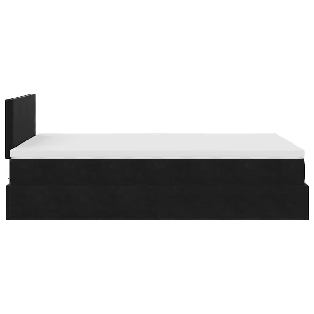 Ottoman-Bett mit Matratze & LEDs Schwarz 120x200 cm Samt