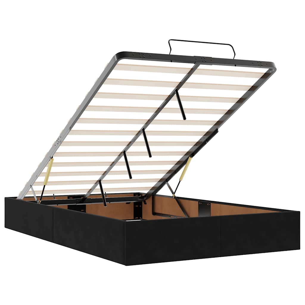 Ottoman-Bett mit Matratze & LEDs Schwarz 120x200 cm Samt