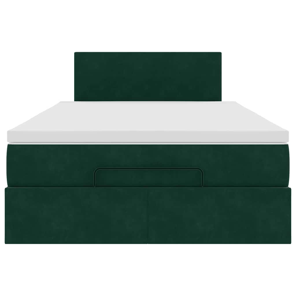 Ottoman-Bett mit Matratze & LEDs Dunkelgrün 120x200 cm Samt
