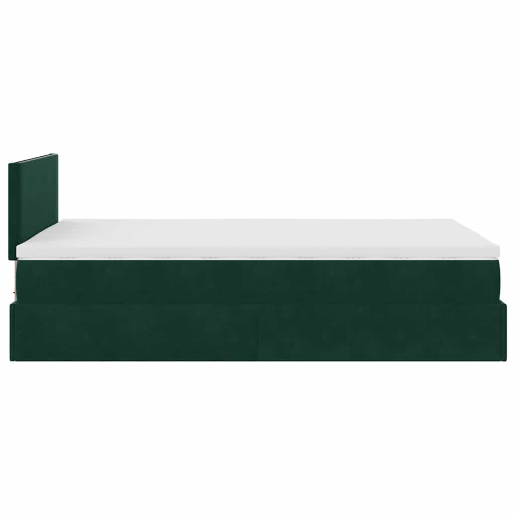 Ottoman-Bett mit Matratze & LEDs Dunkelgrün 120x200 cm Samt