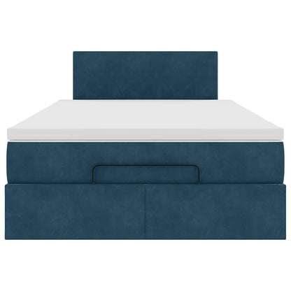 Ottoman-Bett mit Matratze & LEDs Dunkelblau 120x200 cm Samt