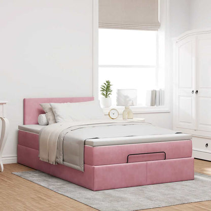 Ottoman-Bett mit Matratze & LEDs Rosa 120x200 cm Samt