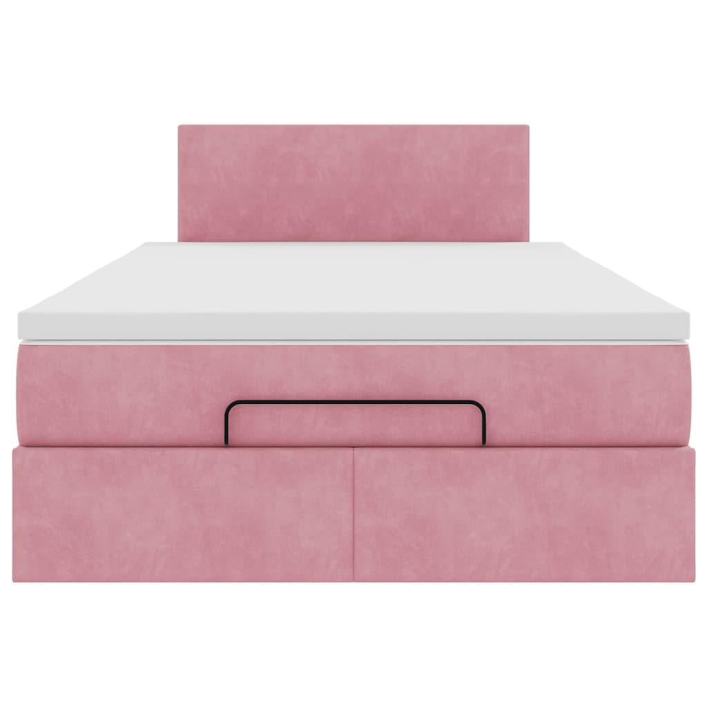 Ottoman-Bett mit Matratze & LEDs Rosa 120x200 cm Samt