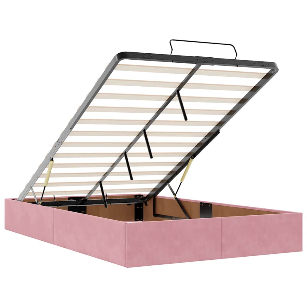 Ottoman-Bett mit Matratze & LEDs Rosa 120x200 cm Samt