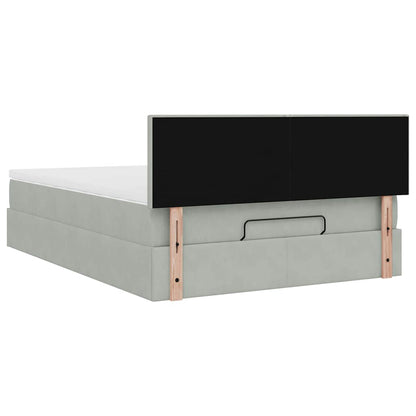 Ottoman-Bett mit Matratze & LEDs Hellgrau 140x190 cm Samt