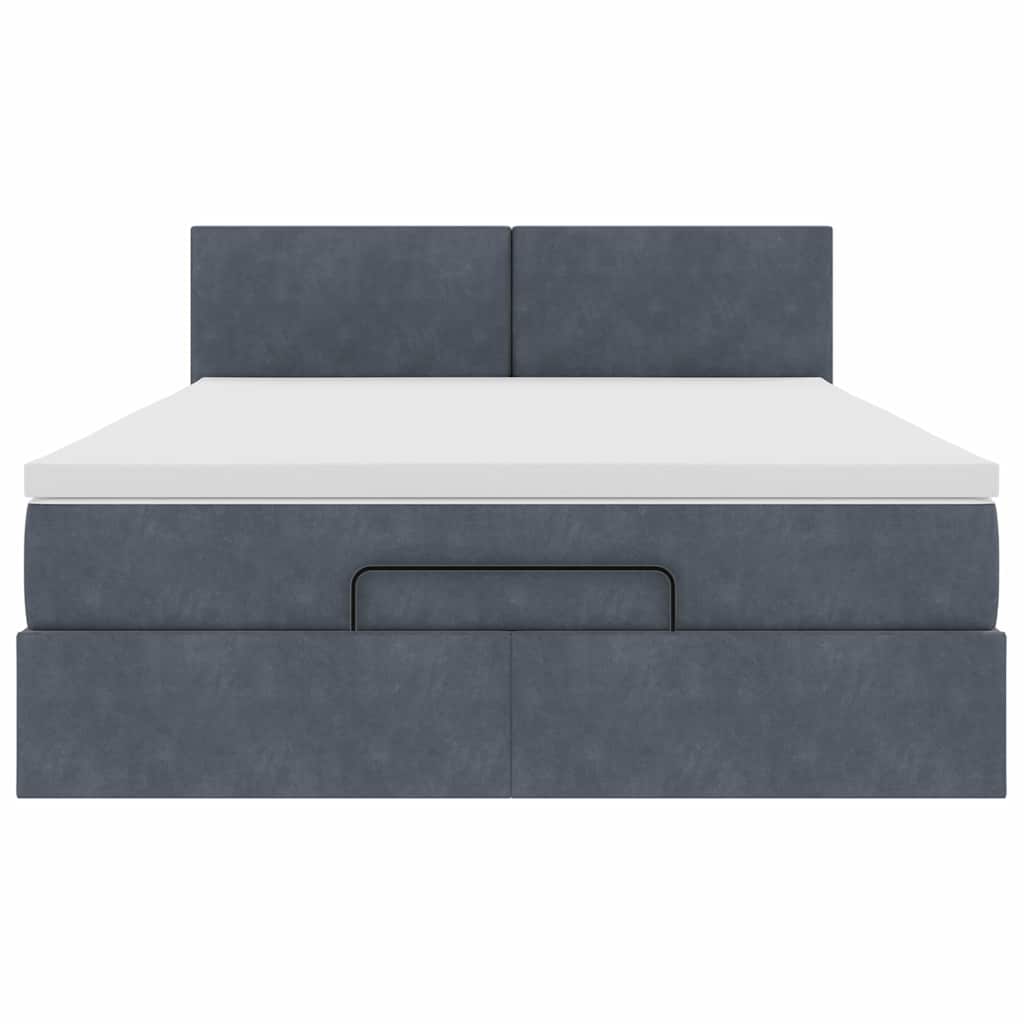 Ottoman-Bett mit Matratze & LEDs Dunkelgrau 140x190 cm Samt