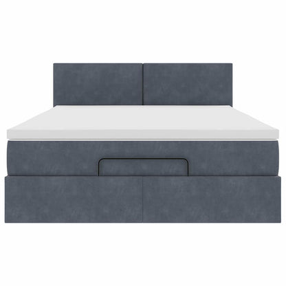 Ottoman-Bett mit Matratze & LEDs Dunkelgrau 140x190 cm Samt