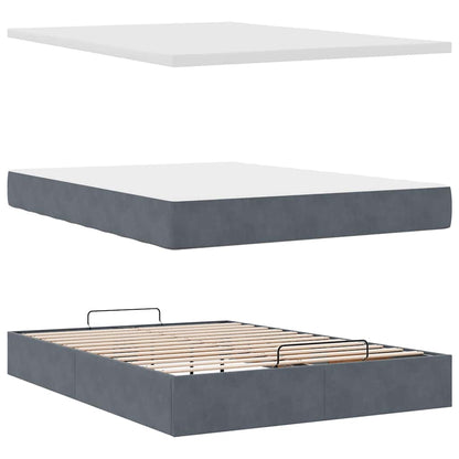 Ottoman-Bett mit Matratze & LEDs Dunkelgrau 140x190 cm Samt