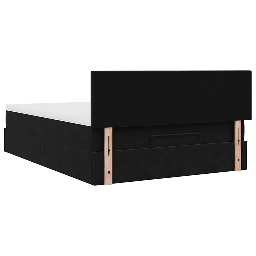 Ottoman-Bett mit Matratze & LEDs Schwarz 140x190 cm Samt