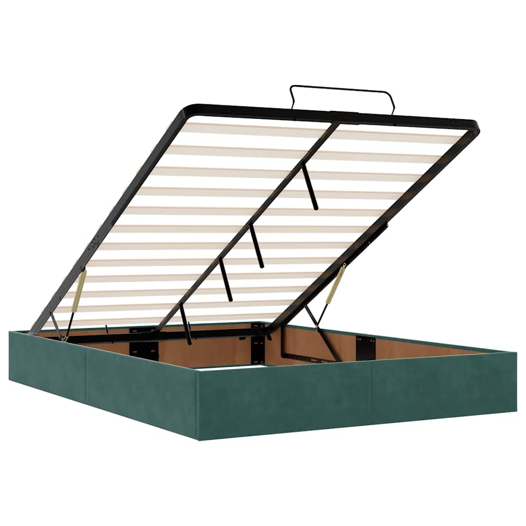 Ottoman-Bett mit Matratze & LEDs Dunkelgrün 140x190 cm Samt