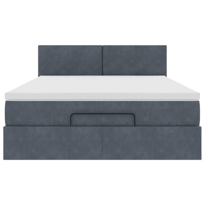 Ottoman-Bett mit Matratze & LEDs Dunkelgrau 140x200 cm Samt
