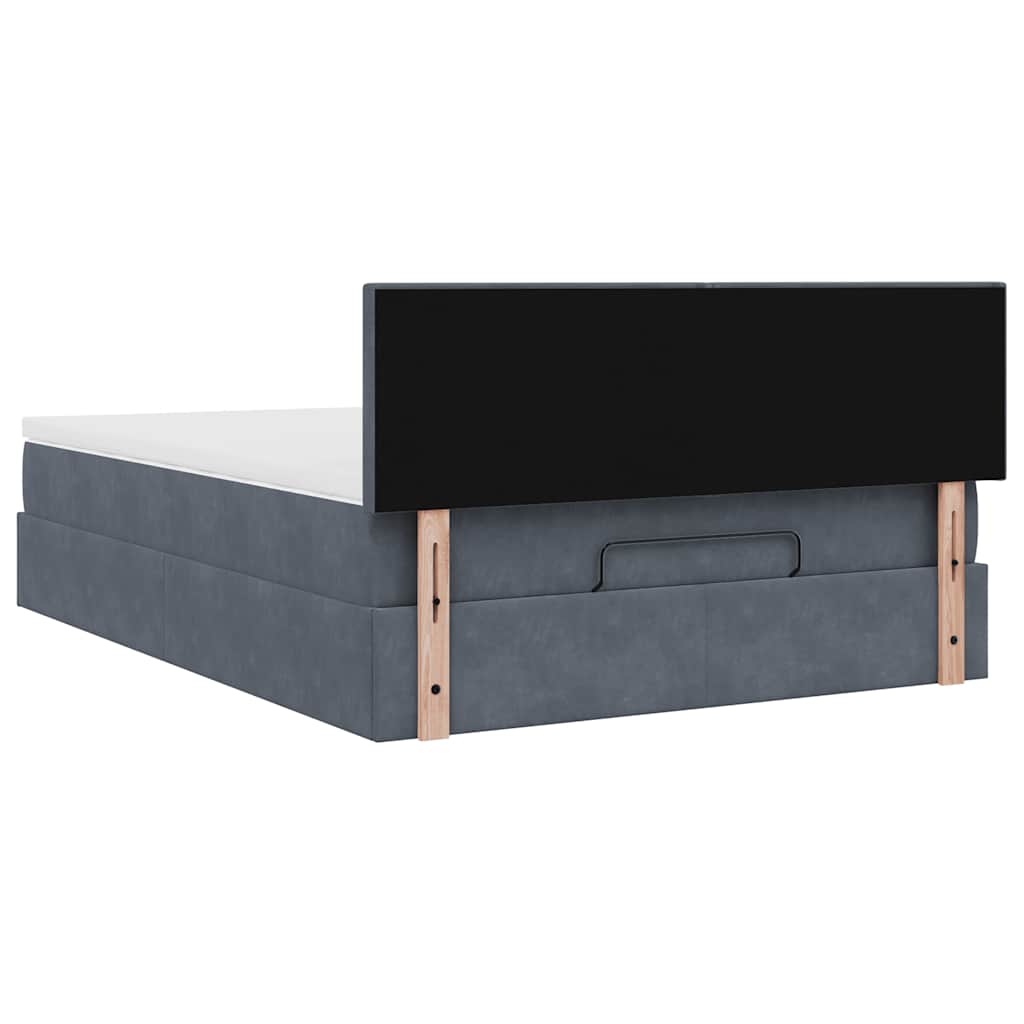 Lit ottoman avec matelas et LED gris foncé 140x200 cm velours