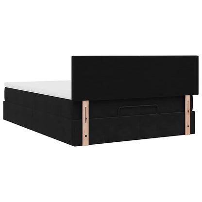 Ottoman-Bett mit Matratze & LEDs Schwarz 140x200 cm Samt