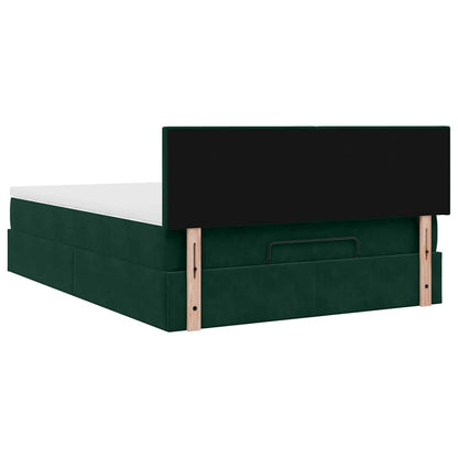 Ottoman-Bett mit Matratze & LEDs Dunkelgrün 140x200 cm Samt
