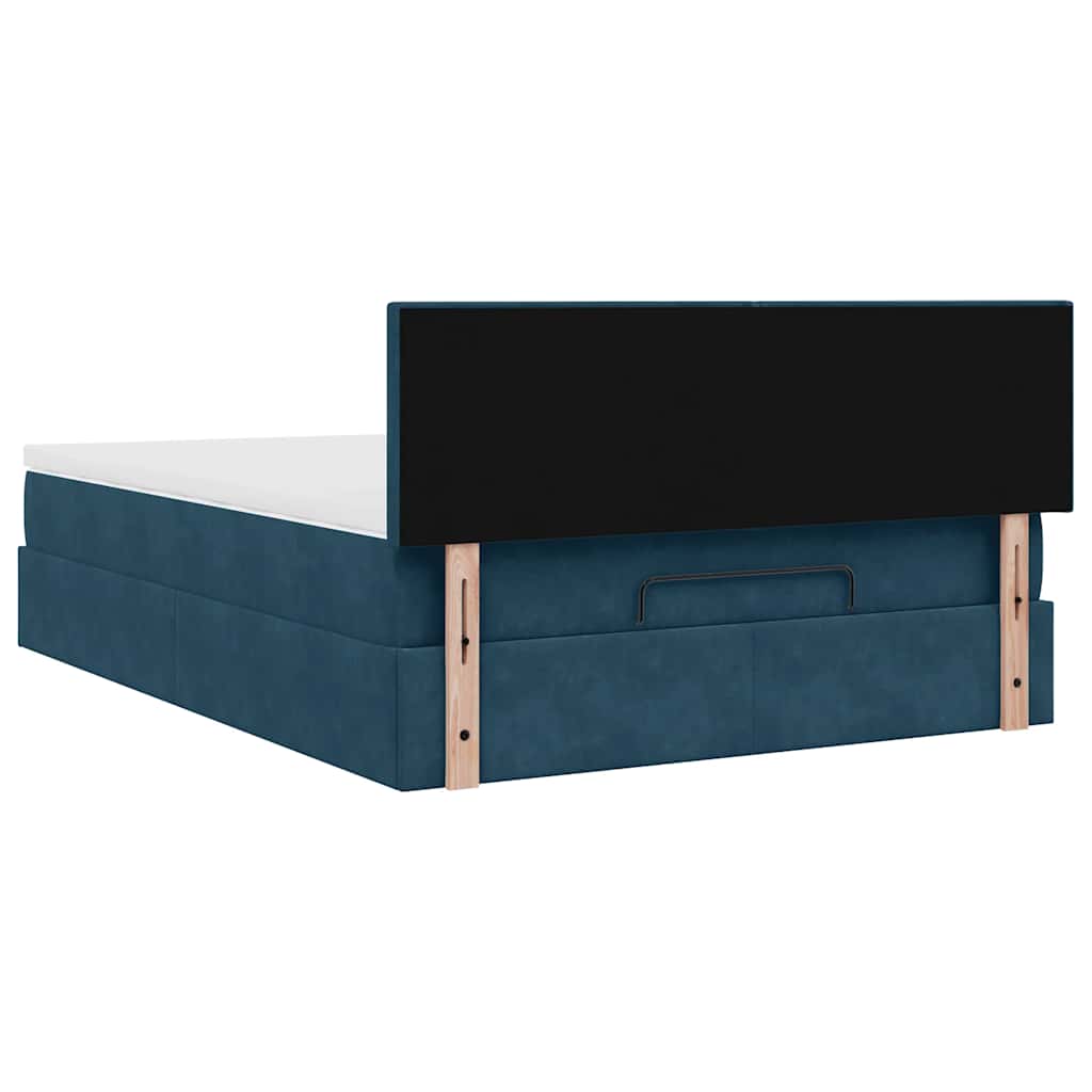 Ottoman-Bett mit Matratze & LEDs Dunkelblau 140x200 cm Samt