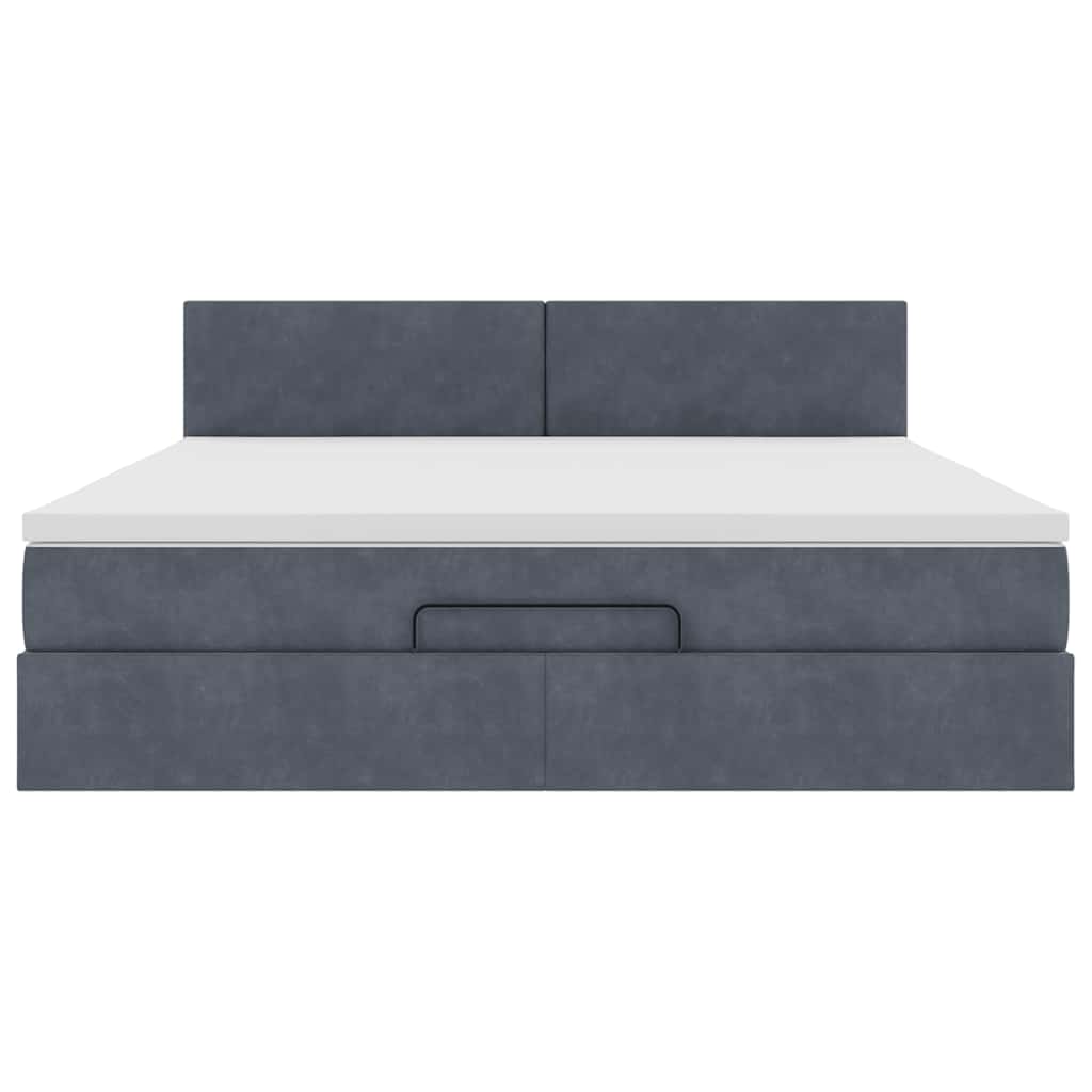 Ottoman-Bett mit Matratze & LEDs Dunkelgrau 160x200 cm Samt