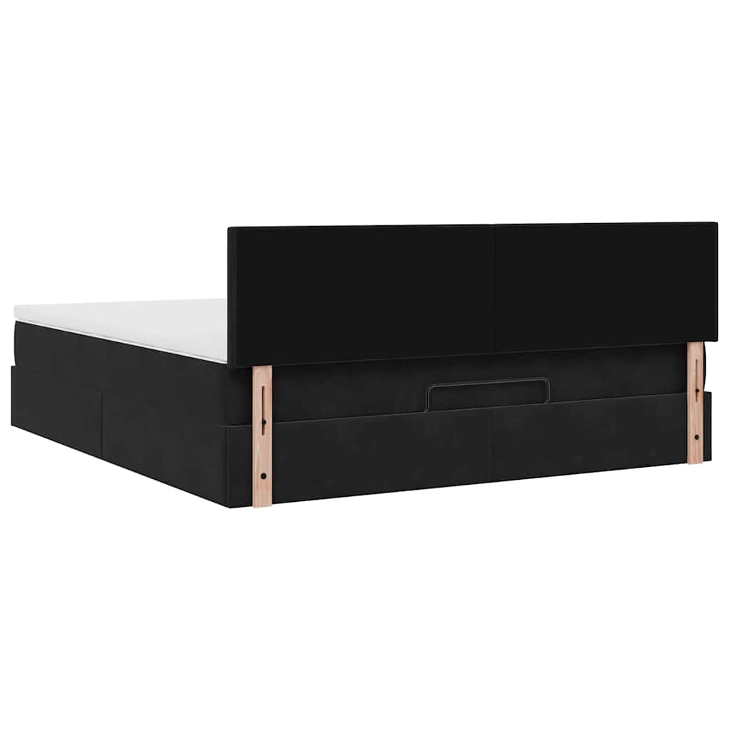 Ottoman-Bett mit Matratze & LEDs Schwarz 160x200 cm Samt