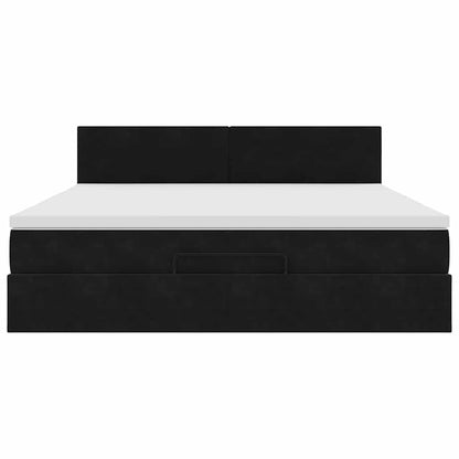 Ottoman-Bett mit Matratze & LEDs Schwarz 180x200 cm Samt
