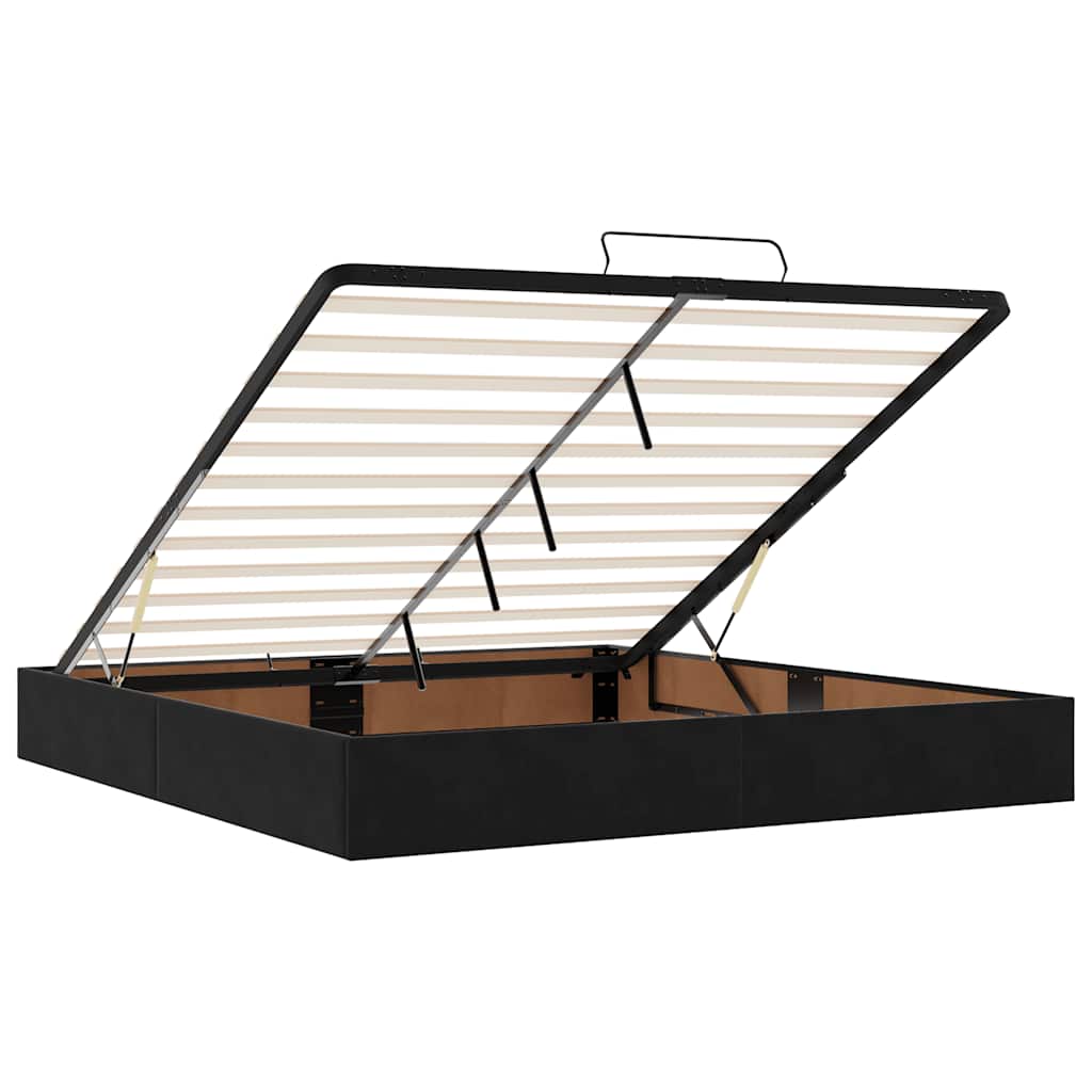 Ottoman-Bett mit Matratze & LEDs Schwarz 180x200 cm Samt