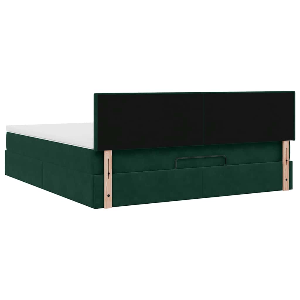 Ottoman-Bett mit Matratze & LEDs Dunkelgrün 180x200 cm Samt