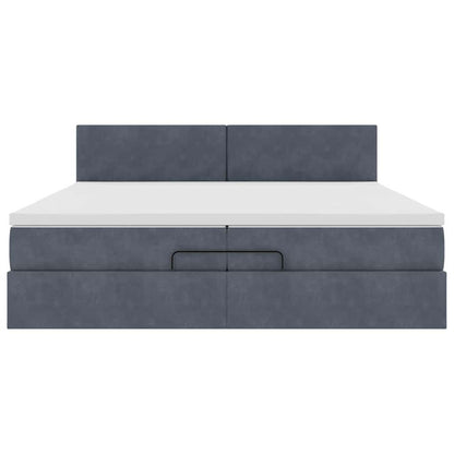 Ottoman-Bett mit Matratzen & LEDs Dunkelgrau 200x200 cm Samt