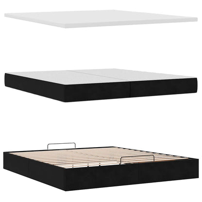 Ottoman-Bett mit Matratzen & LEDs Schwarz 200x200 cm Samt