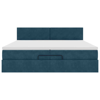 Ottoman-Bett mit Matratzen & LED Dunkelblau 200x200 cm Samt