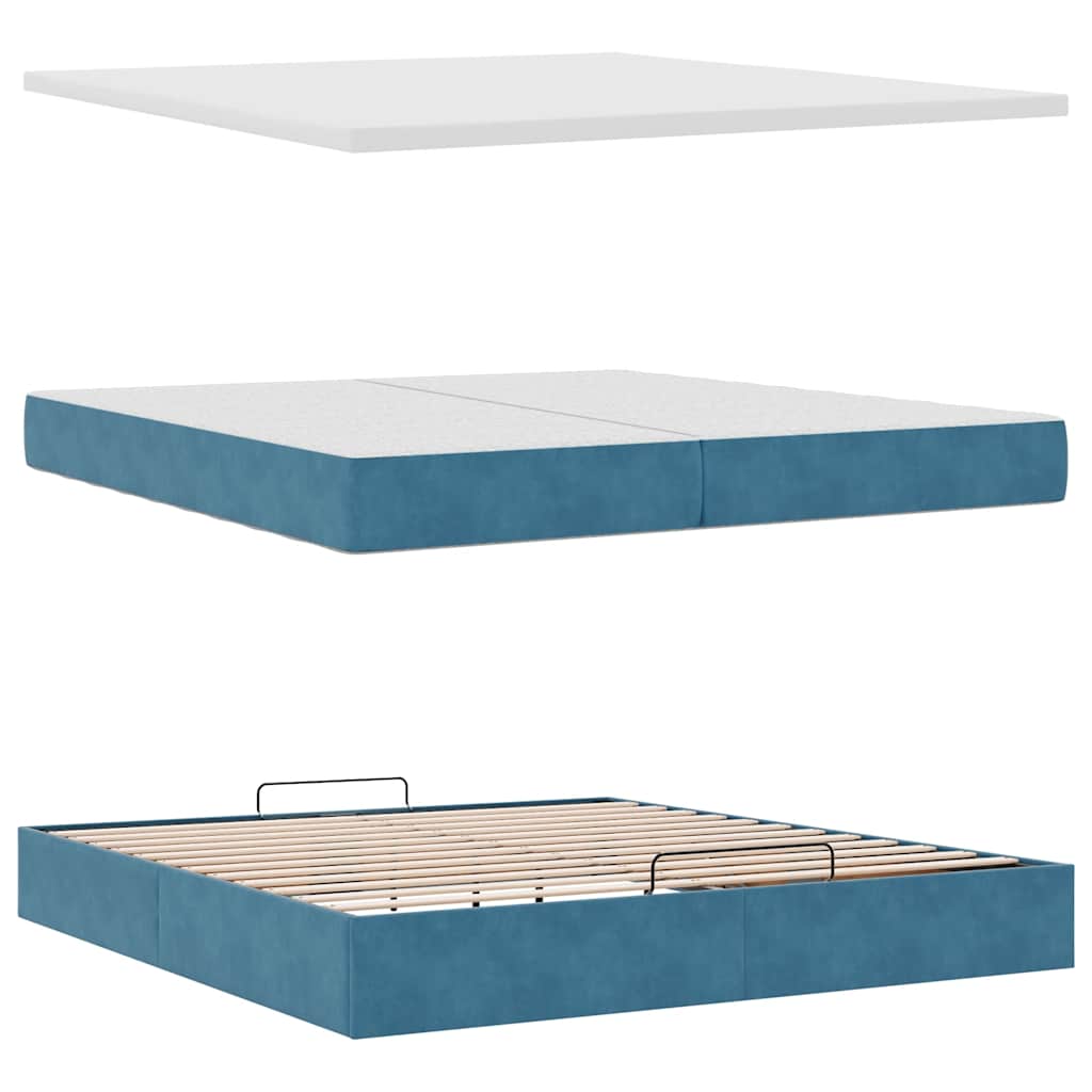 Ottoman-Bett mit Matratzen & LED Dunkelblau 200x200 cm Samt