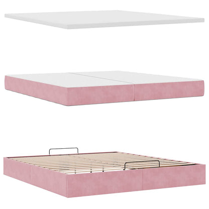 Ottoman-Bett mit Matratzen & LEDs Rosa 200x200 cm Samt