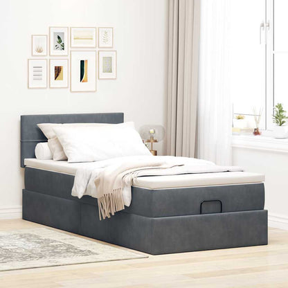 Ottoman-Bett mit Matratze & LEDs Dunkelgrau 80x200 cm Samt
