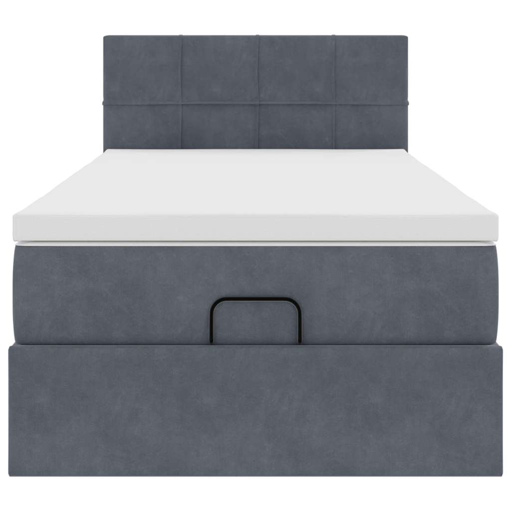 Lit ottoman avec matelas et LED gris foncé 80x200 cm velours