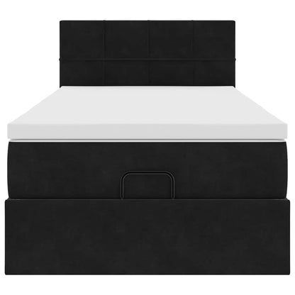 Ottoman-Bett mit Matratze & LEDs Schwarz 90x190 cm Samt